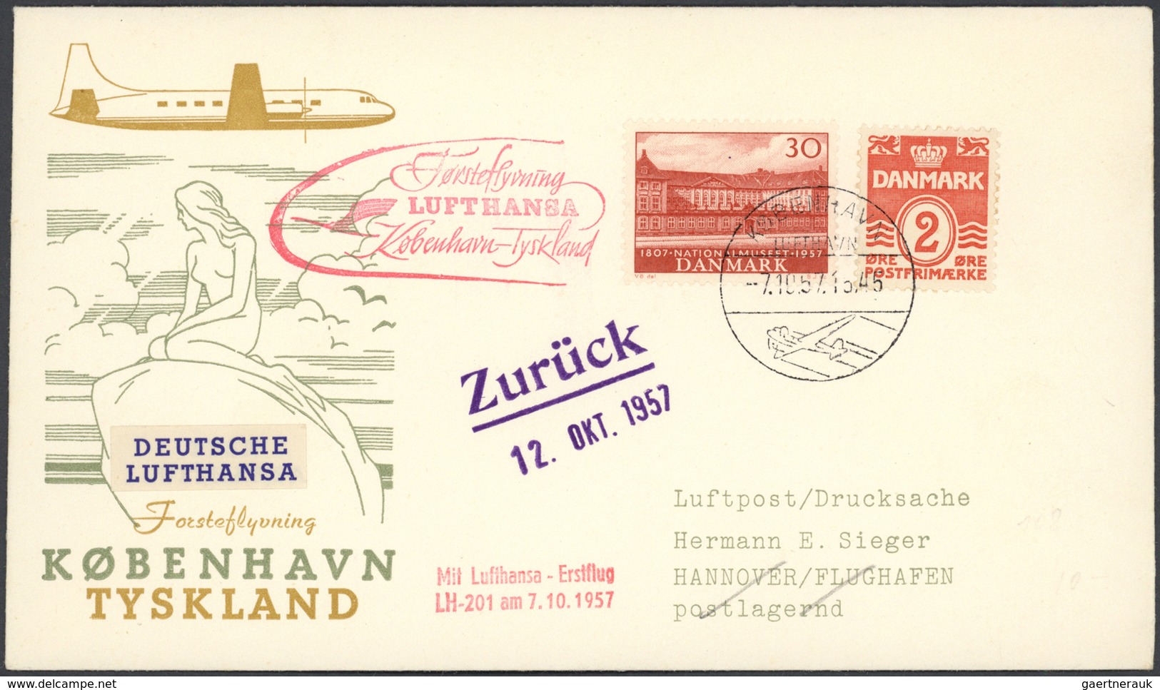 24811 Flugpost Deutschland: 1955/1963, Lufthansa-Erstflüge, Sammlung Von Ca. 310 Augenscheinlich Nur Versc - Poste Aérienne & Zeppelin