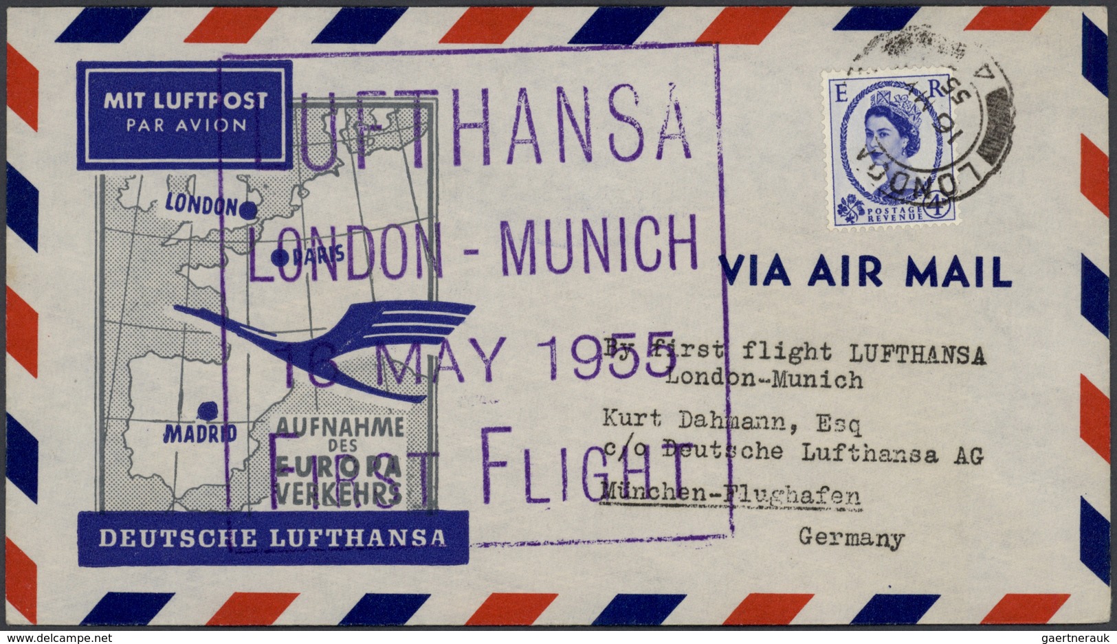 24811 Flugpost Deutschland: 1955/1963, Lufthansa-Erstflüge, Sammlung von ca. 310 augenscheinlich nur versc