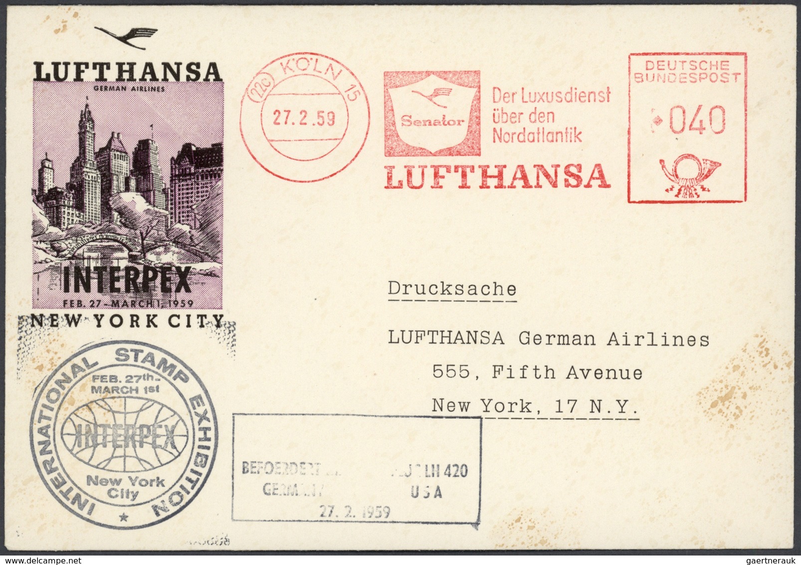 24811 Flugpost Deutschland: 1955/1963, Lufthansa-Erstflüge, Sammlung von ca. 310 augenscheinlich nur versc