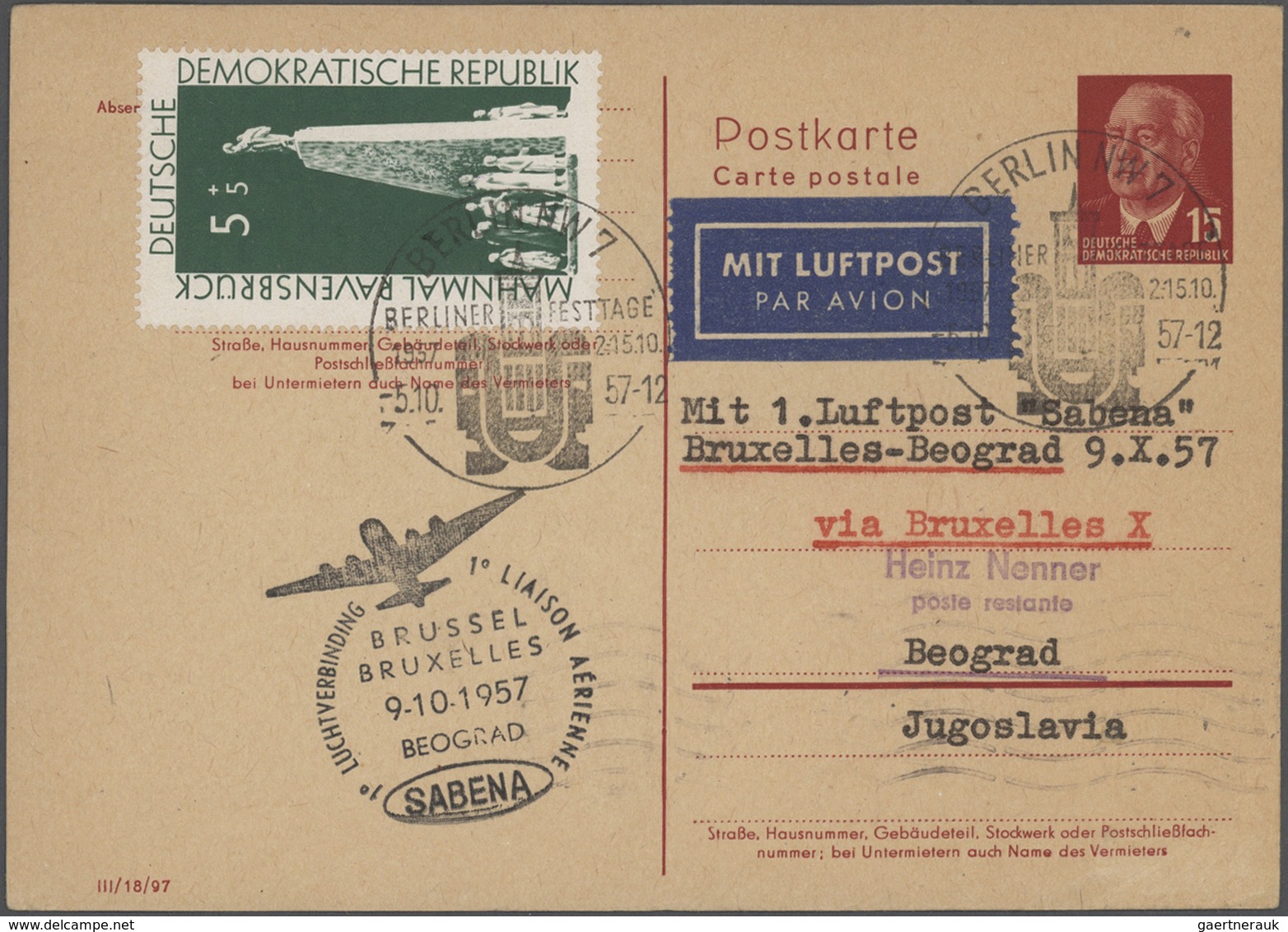 24812 Flugpost Deutschland: 1956 - 1980 (ca.), DDR, Posten Von über 570 Speziellen Flugbelegen, Sehr Viele - Poste Aérienne & Zeppelin