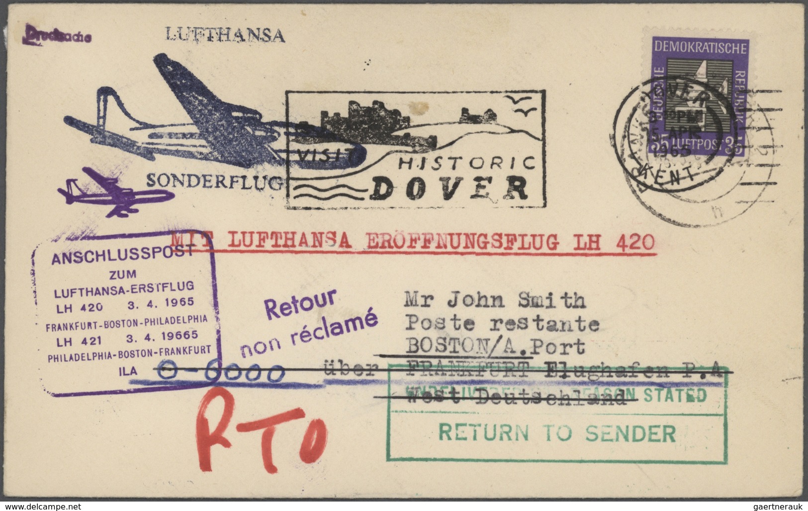 24812 Flugpost Deutschland: 1956 - 1980 (ca.), DDR, Posten Von über 570 Speziellen Flugbelegen, Sehr Viele - Poste Aérienne & Zeppelin