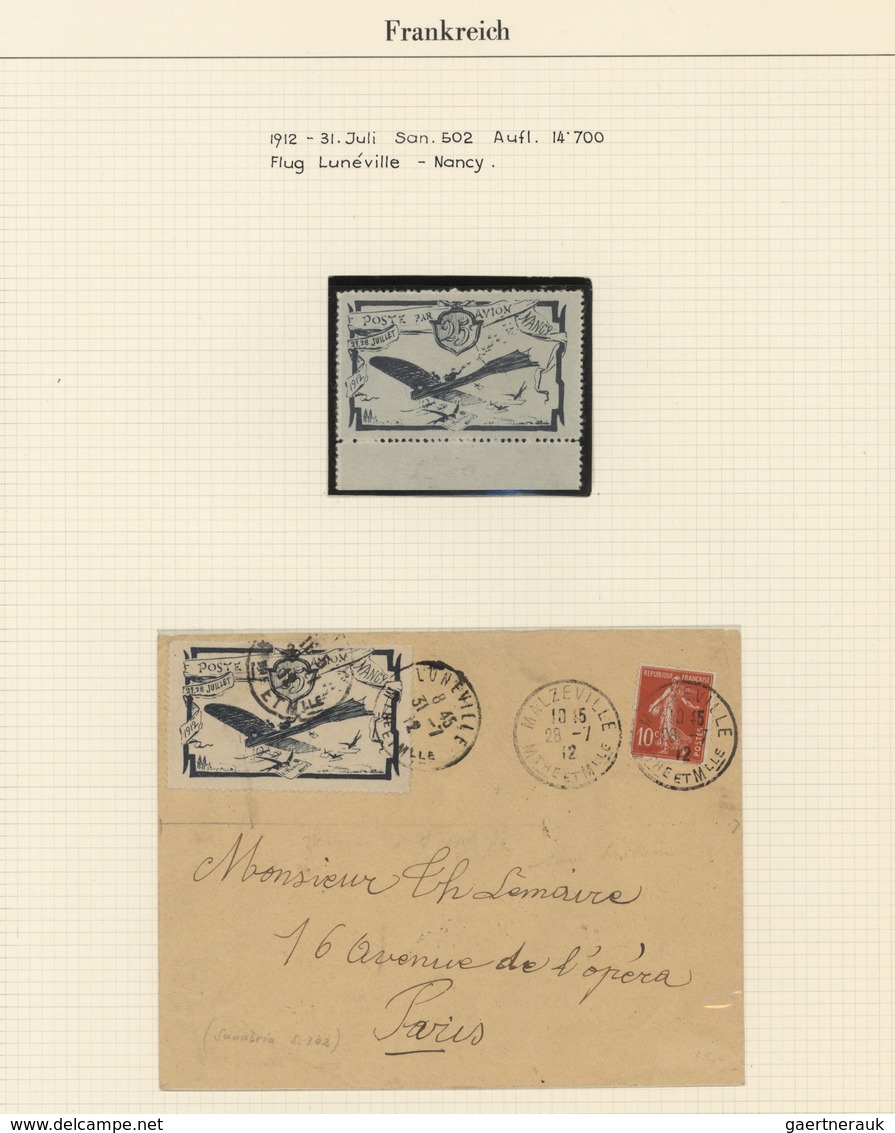 24815 Flugpost Europa: 1912/1924, FLUGPOST FRANKREICH, Tolle Spezialsammlung Auf Blättern Im Klemmbinder, - Autres - Europe