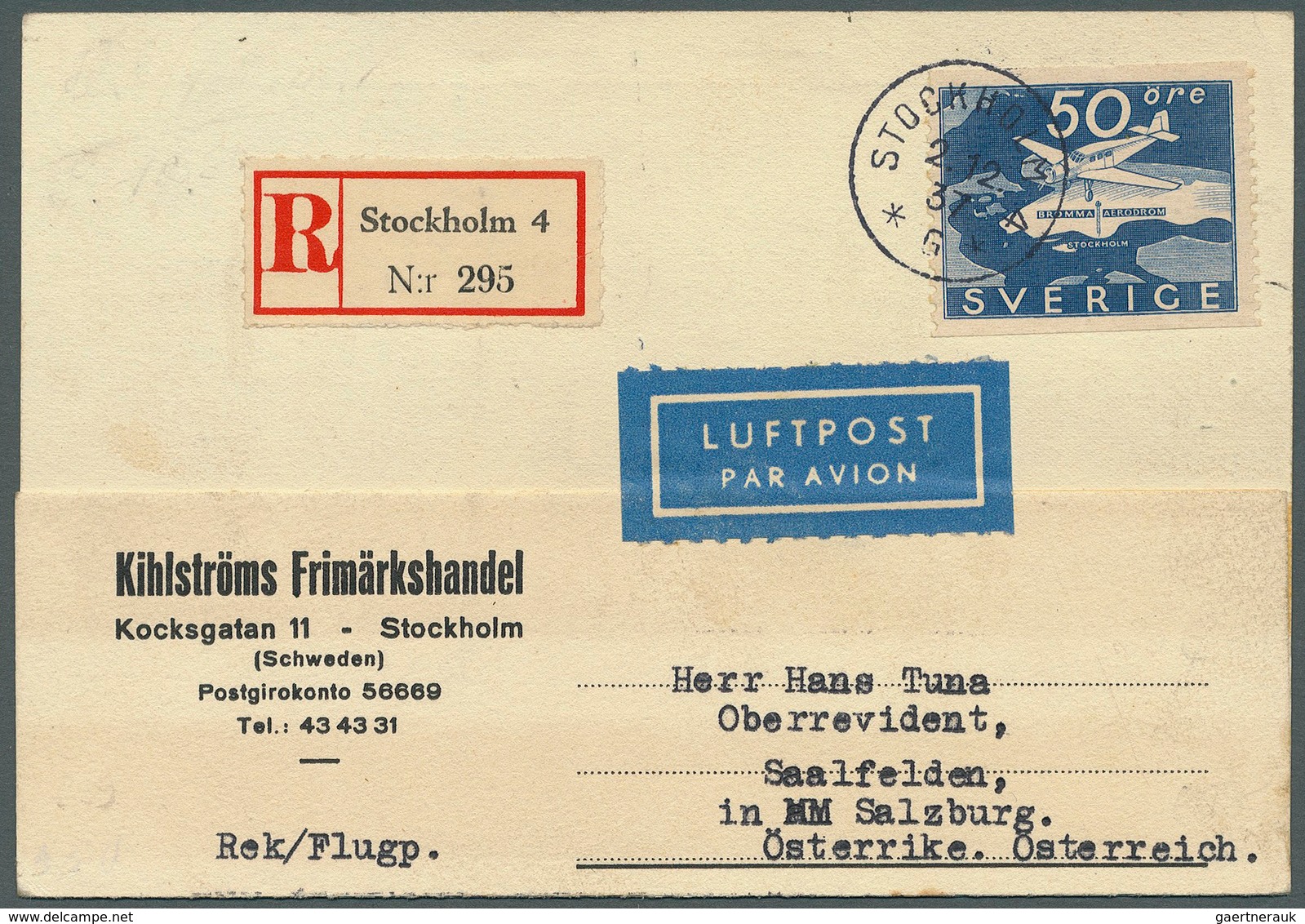 24817 Flugpost Europa: 1928/1990, SCHWEDEN LUFTPOST, Vielseitiger Sammlungsbestand Von Ca. 250 Briefen Und - Autres - Europe
