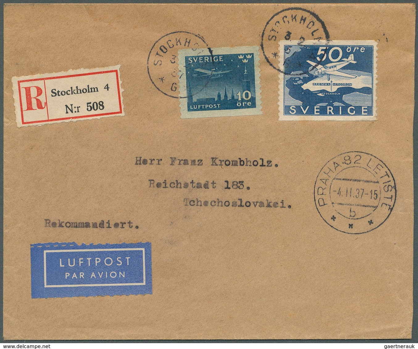 24817 Flugpost Europa: 1928/1990, SCHWEDEN LUFTPOST, Vielseitiger Sammlungsbestand Von Ca. 250 Briefen Und - Autres - Europe