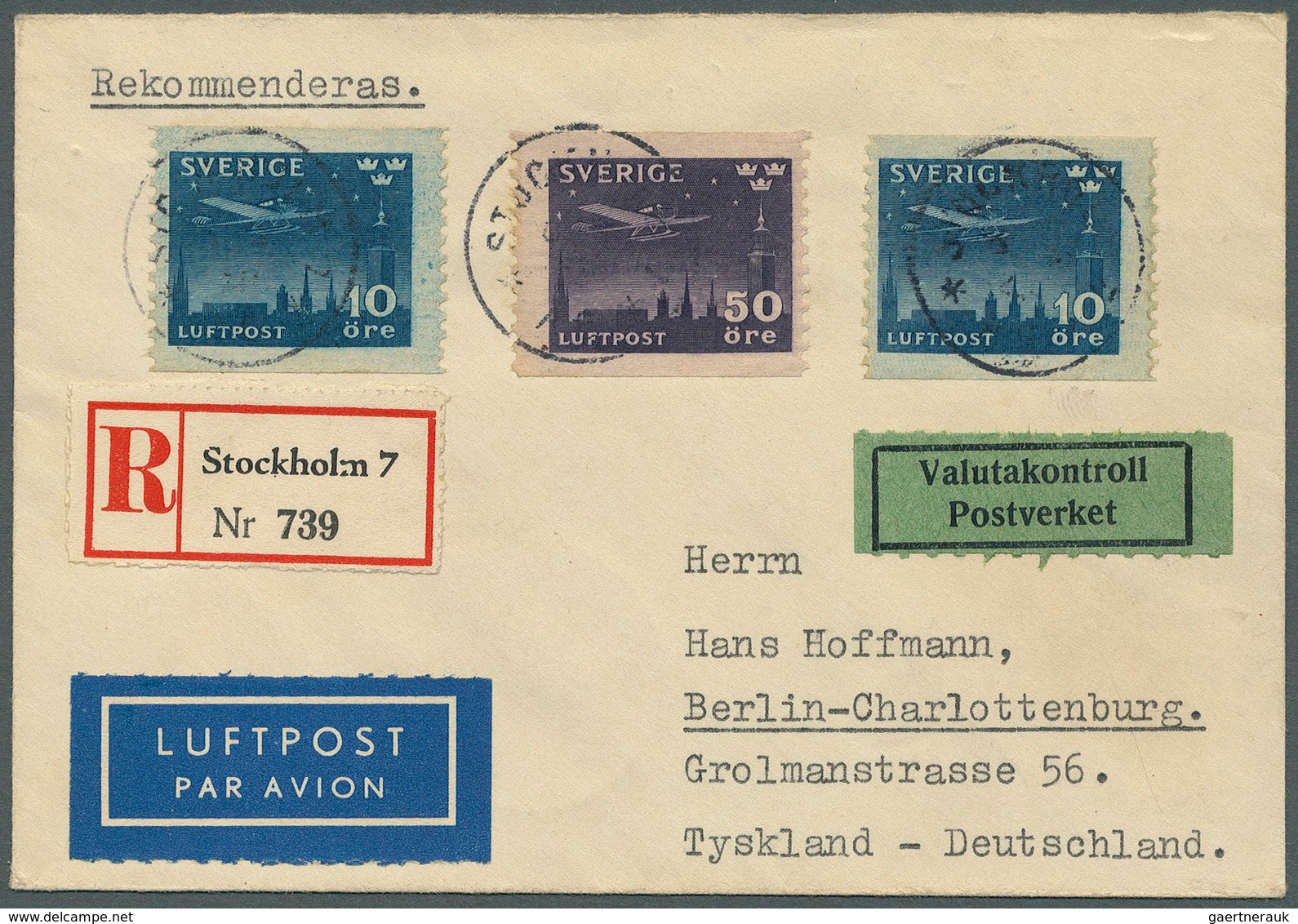 24817 Flugpost Europa: 1928/1990, SCHWEDEN LUFTPOST, Vielseitiger Sammlungsbestand Von Ca. 250 Briefen Und - Autres - Europe