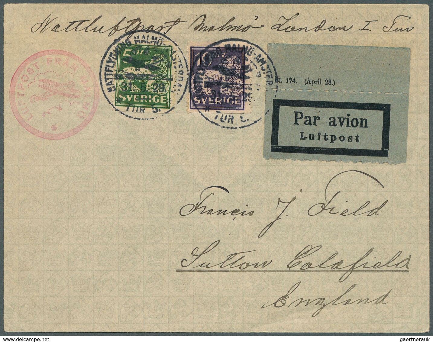 24817 Flugpost Europa: 1928/1990, SCHWEDEN LUFTPOST, vielseitiger Sammlungsbestand von ca. 250 Briefen und