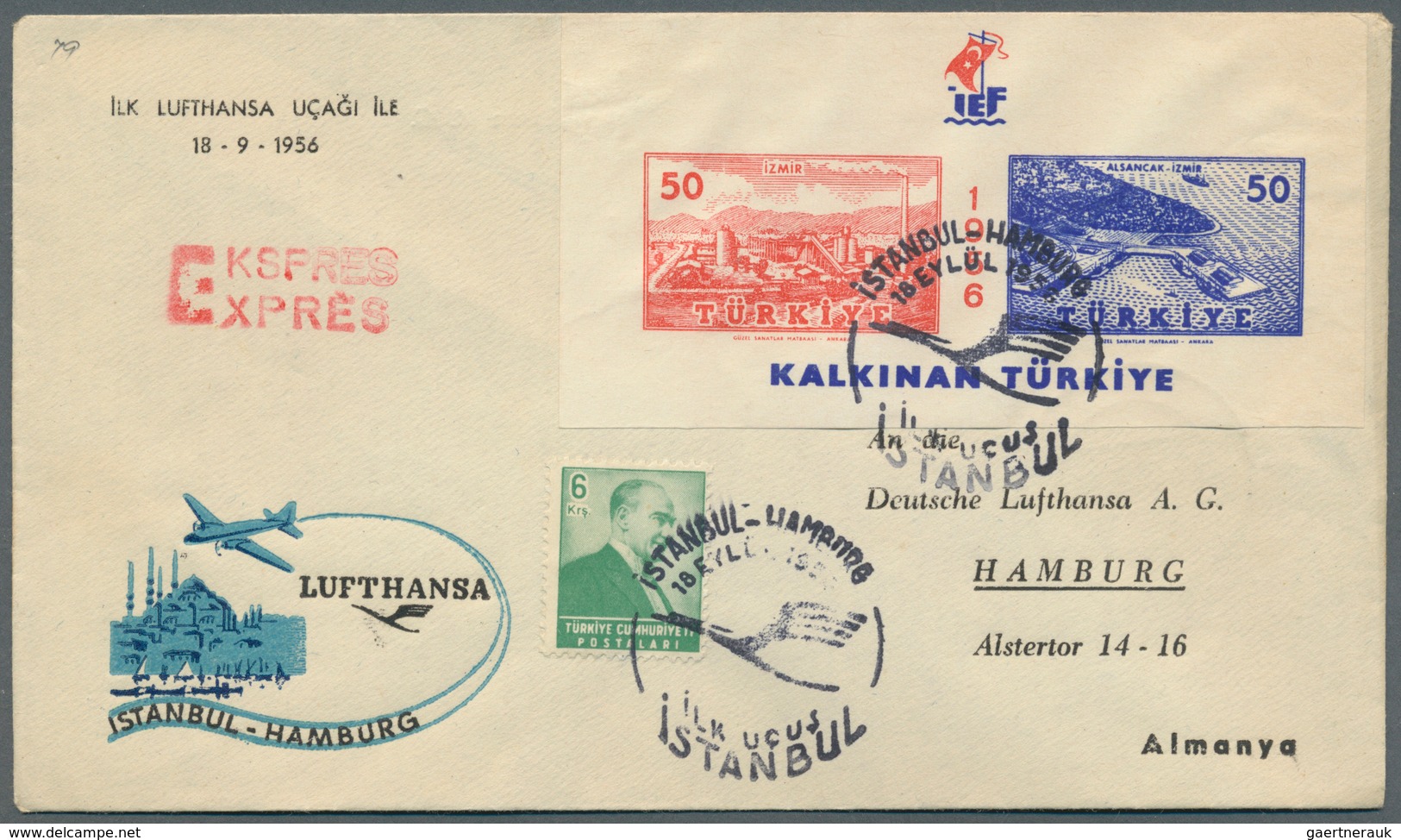 24818 Flugpost Europa: 1939/1964, Lot Of 42 Airmail Covers/cards, Mainly First Flights Lufthansa (West/Eas - Autres - Europe