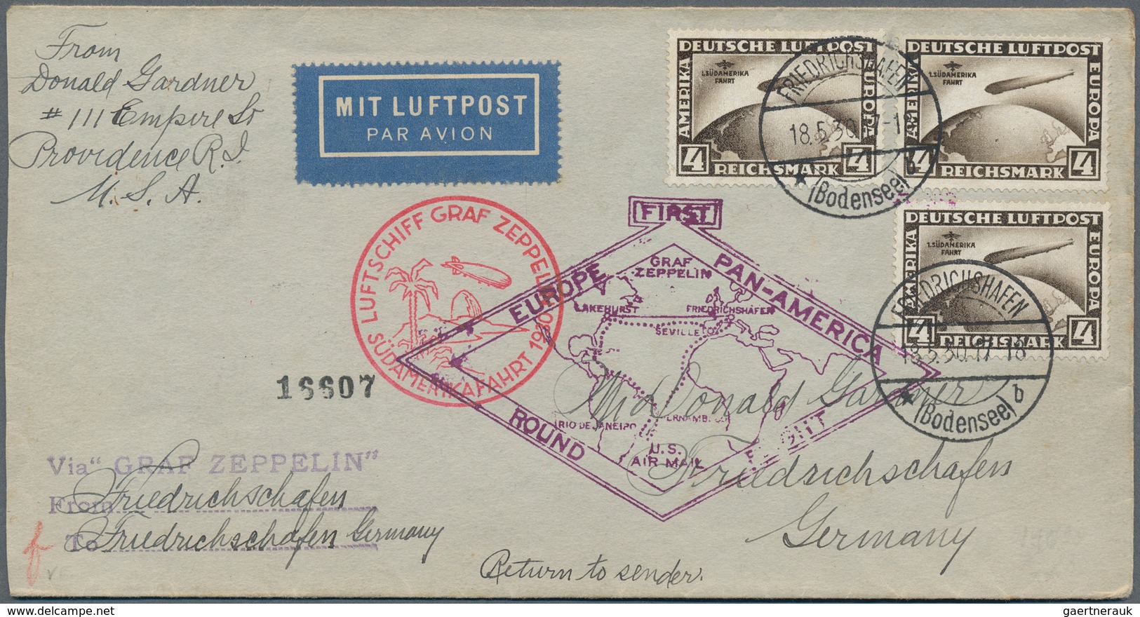 24841 Zeppelinpost Deutschland: 1912/1936, Umfangreicher Sammlungsbestand Inkl. Etwas Flugpost Mit Ca. 85 - Poste Aérienne & Zeppelin