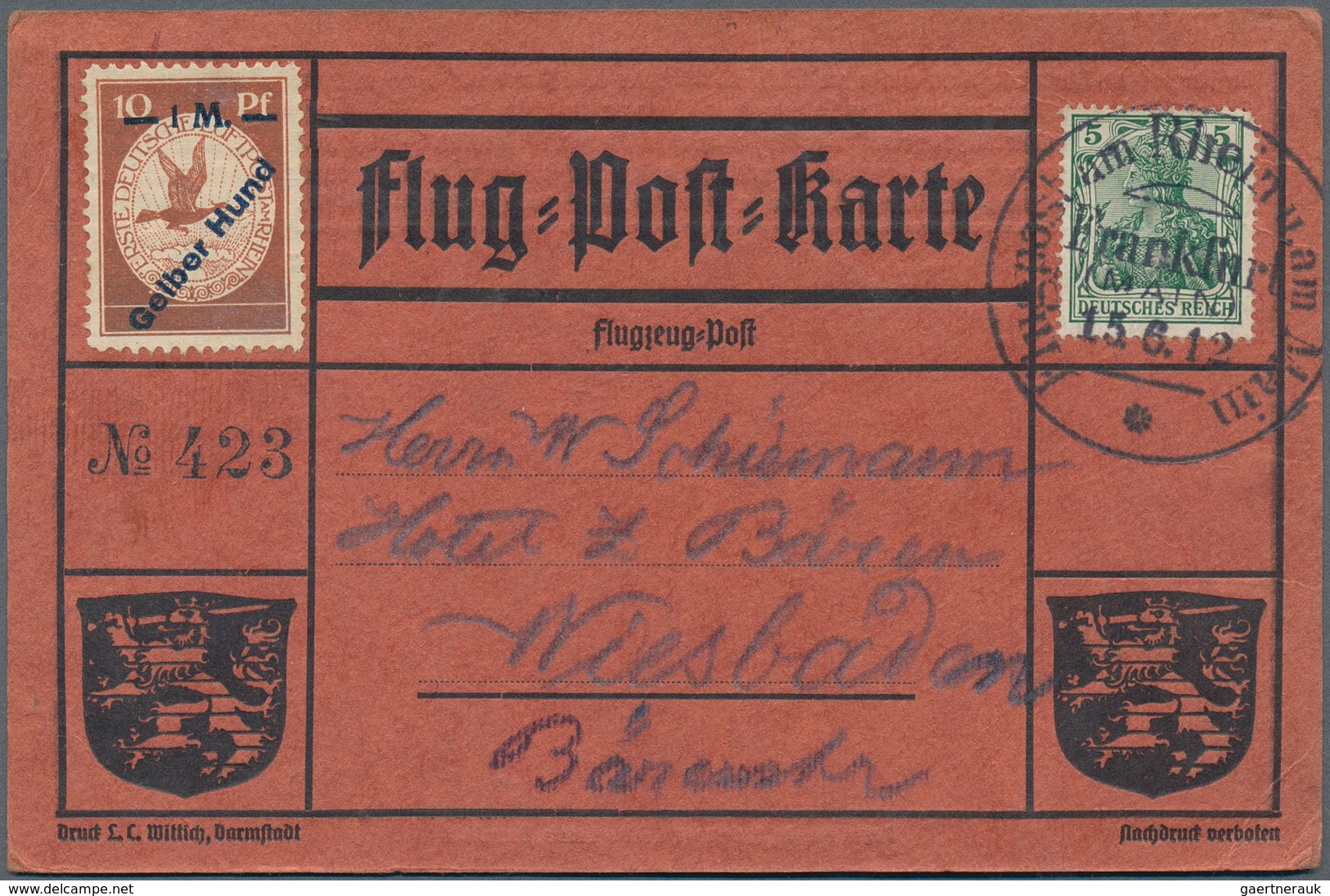 24843 Zeppelinpost Deutschland: 1912, umfangreiche Sammlung "Flugpost Rhein/Main" mit ca. 135 Karten mit d