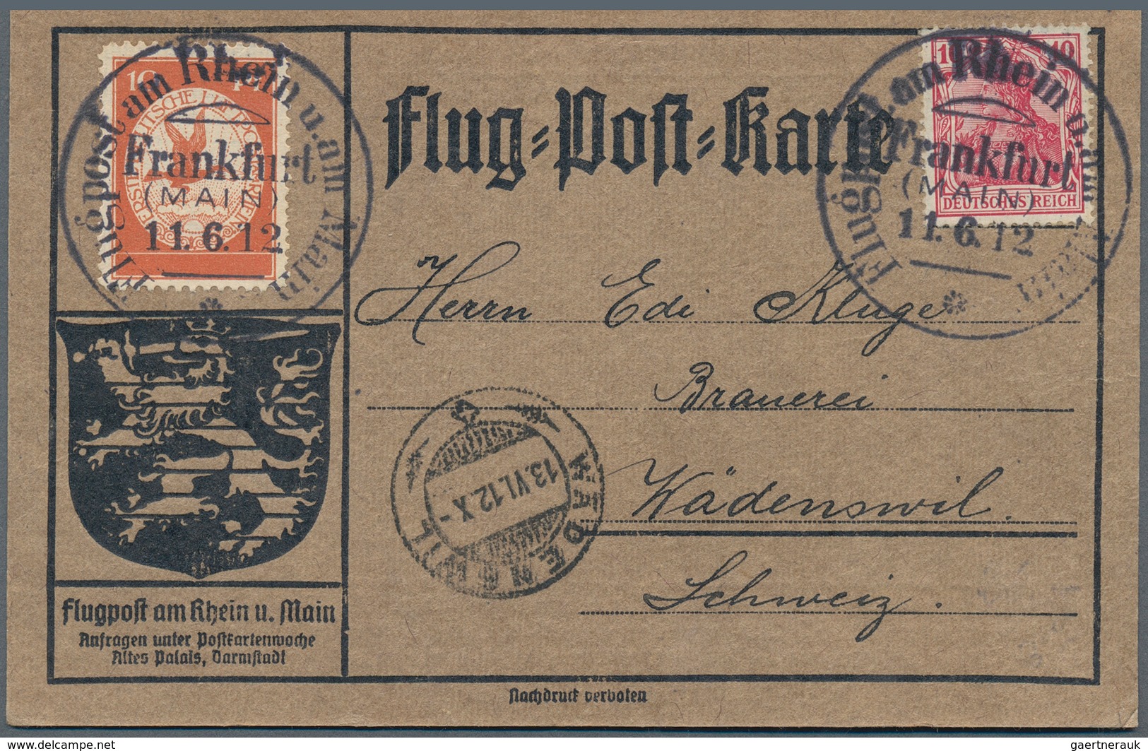 24843 Zeppelinpost Deutschland: 1912, umfangreiche Sammlung "Flugpost Rhein/Main" mit ca. 135 Karten mit d