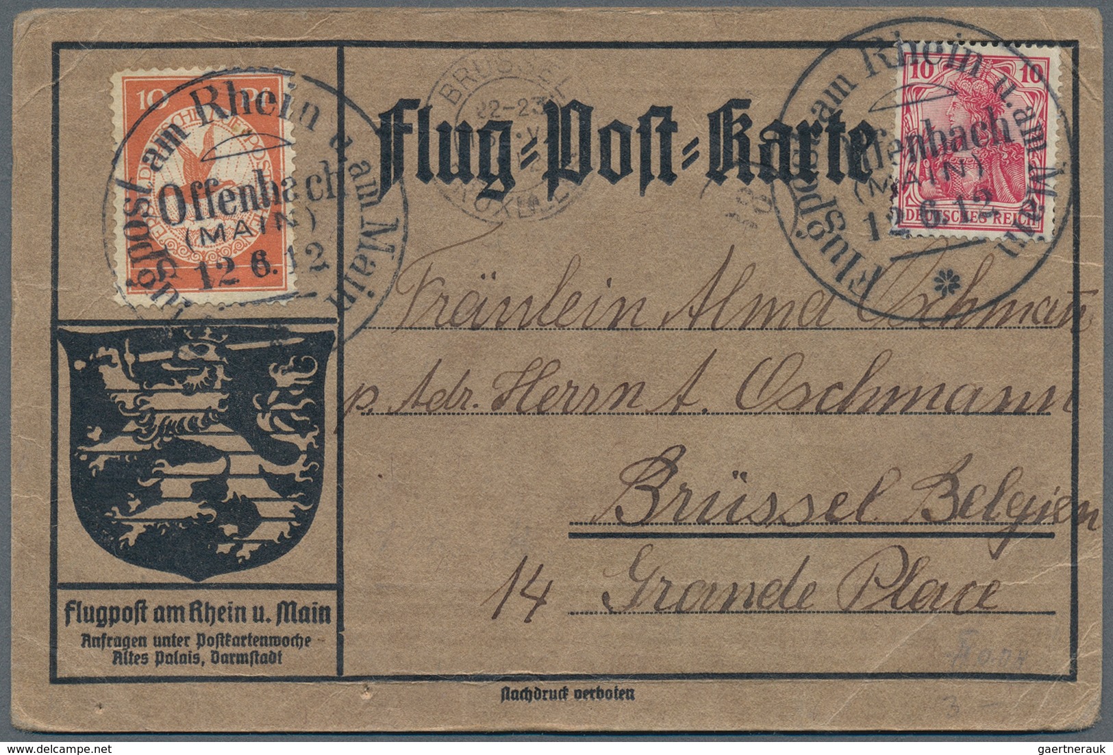 24843 Zeppelinpost Deutschland: 1912, umfangreiche Sammlung "Flugpost Rhein/Main" mit ca. 135 Karten mit d