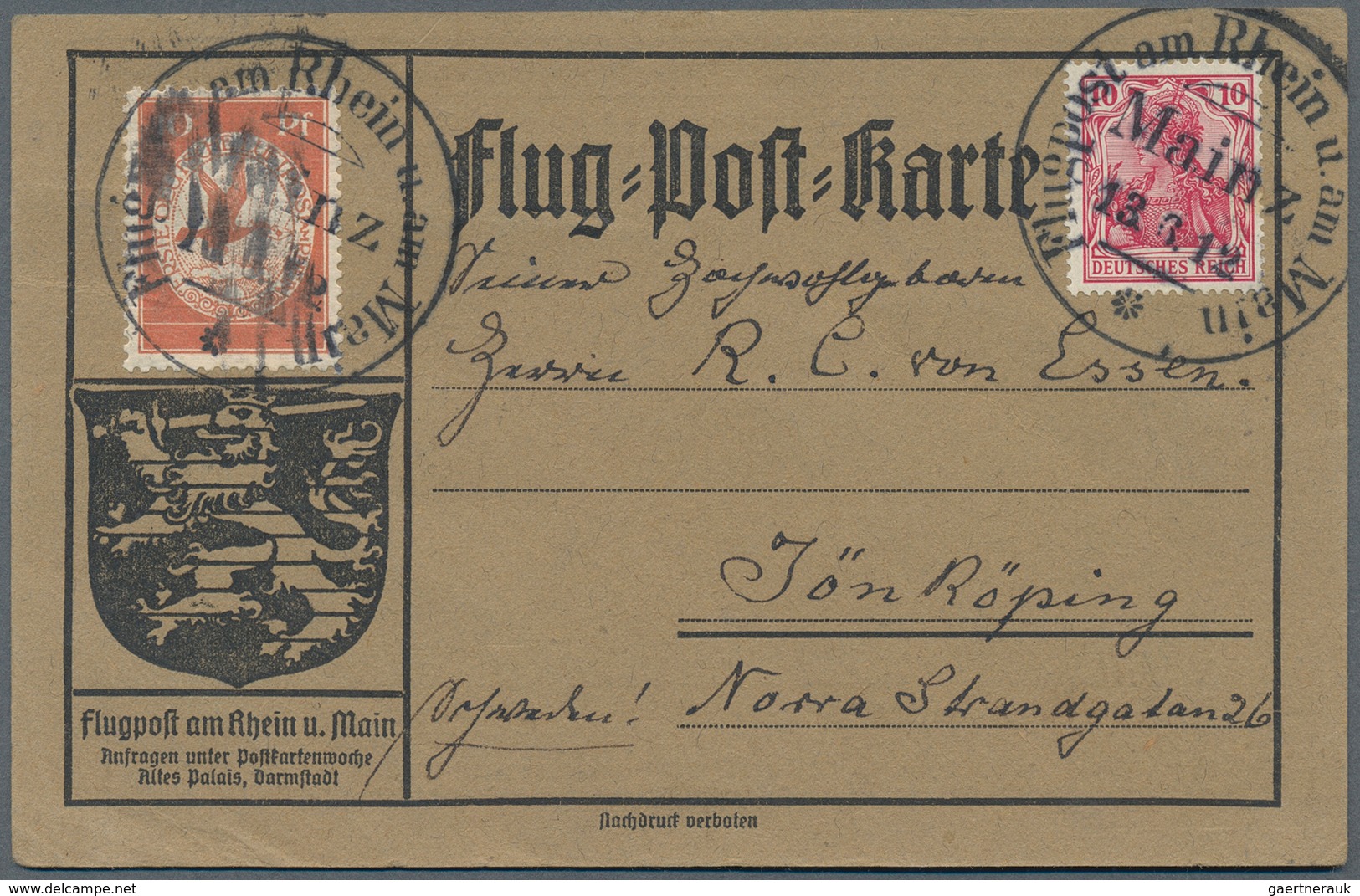 24843 Zeppelinpost Deutschland: 1912, umfangreiche Sammlung "Flugpost Rhein/Main" mit ca. 135 Karten mit d