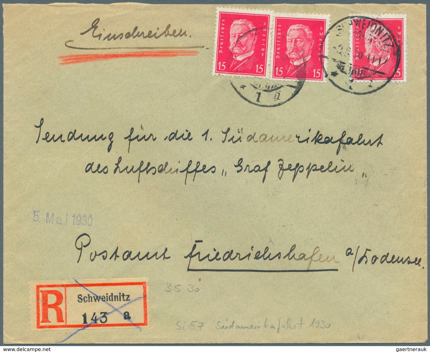24845 Zeppelinpost Deutschland: 1929/33, 125 Briefe Adressiert Nach Friedrichshafen An Das Dortige Postamt - Poste Aérienne & Zeppelin