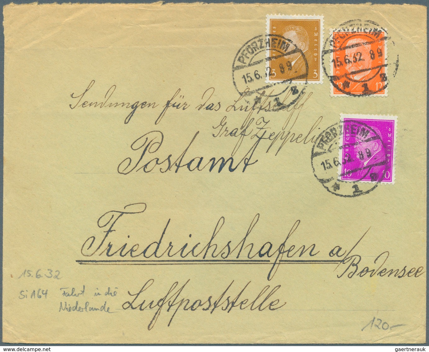 24845 Zeppelinpost Deutschland: 1929/33, 125 Briefe adressiert nach Friedrichshafen an das dortige Postamt