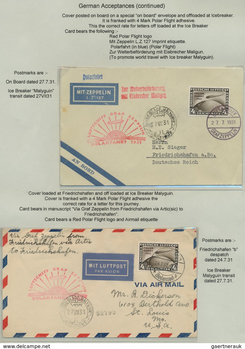 24848 Zeppelinpost Europa: 1931, Kleine Sammlung "Polarfahrt" Mit Ungebrauchten Sondermarken-Sätzen Deutsc - Autres - Europe