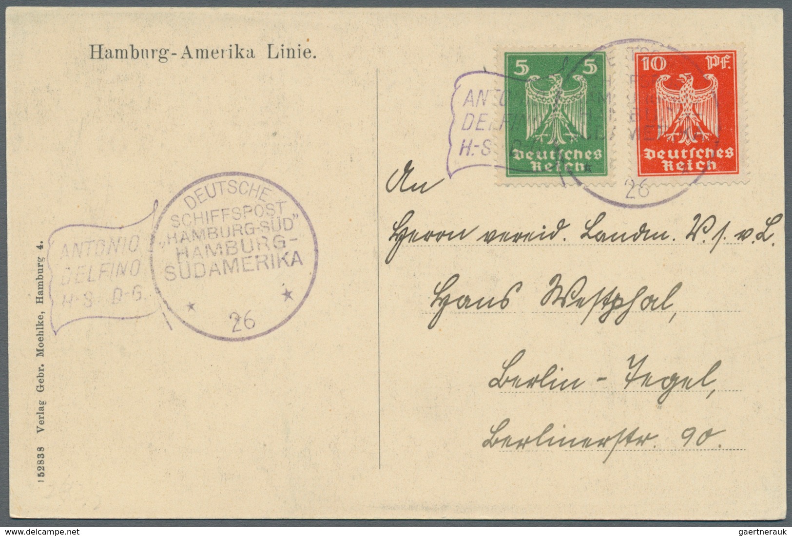 24855 Schiffspost Deutschland: 1900/1939, kleine Sammlung mit ca. 50 Briefen und Karten inkl. einiger unge