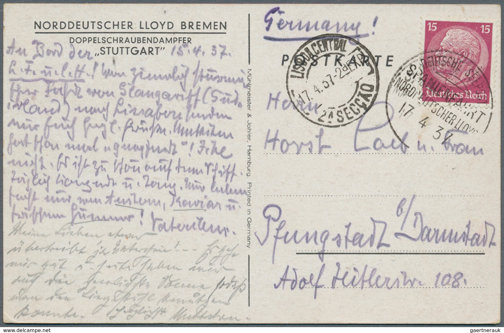 24861 Deutsche Schiffspost Im Ausland - Seepost: 1920/1945, Partie Von über 80 Belegen Mit Vielen Interess - Autres & Non Classés