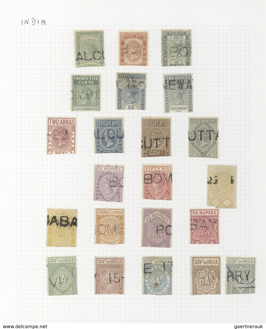 24869 Fiskalmarken: 1870/1950 (ca.), Fiscals And Telegraphs, Collection Of Apprx. 154 Stamps On Album Page - Autres & Non Classés