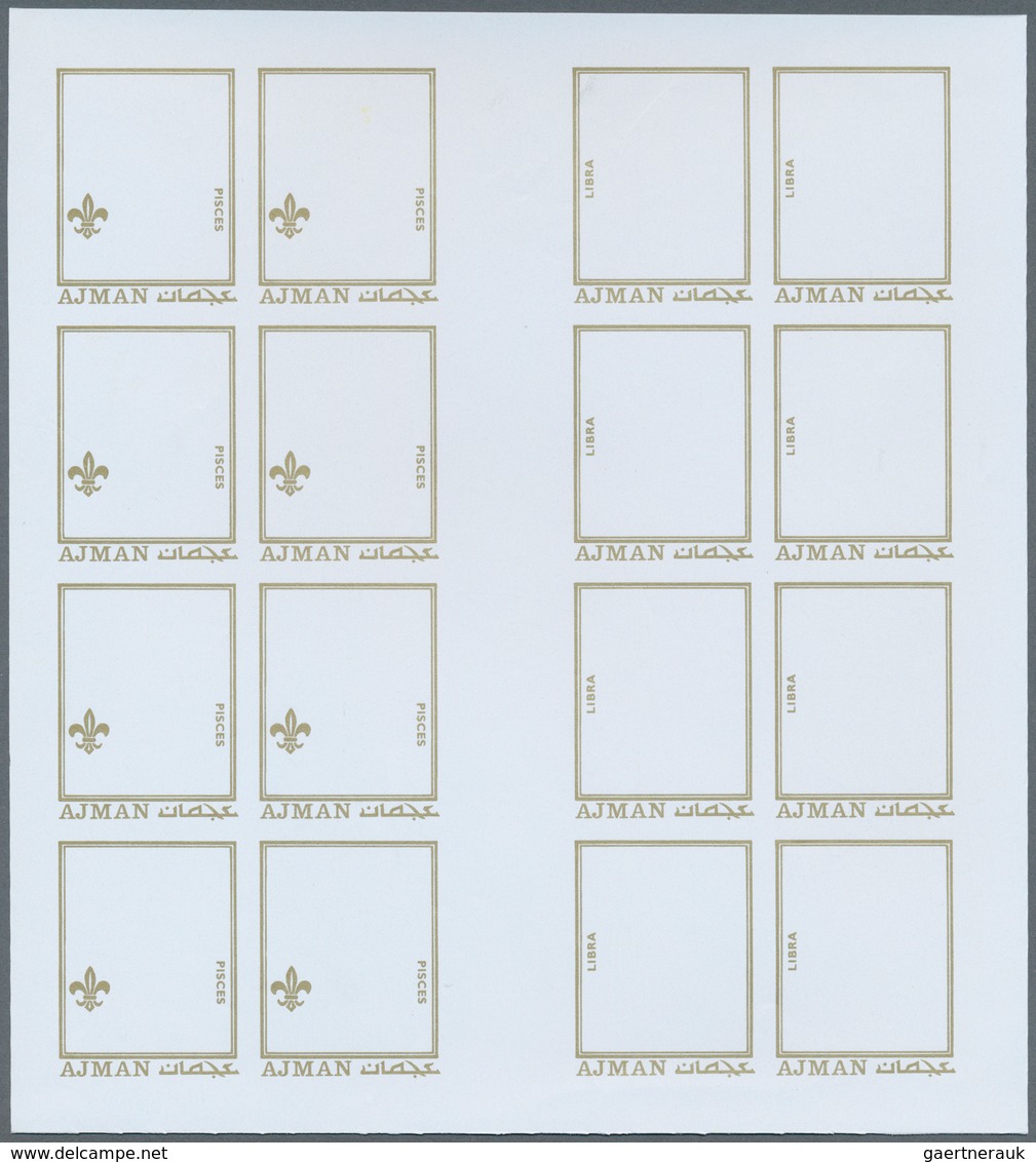 24979 Thematik: Astrologie / Astrology: 1971, Ajman. Progressive Proofs Set Of Sheets For The Issue RENOWN - Astrologie