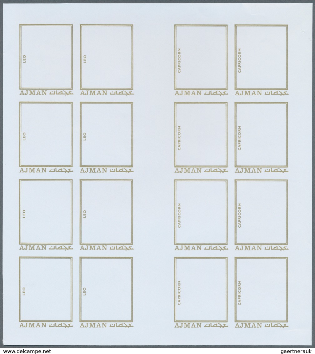 24979 Thematik: Astrologie / astrology: 1971, Ajman. Progressive proofs set of sheets for the issue RENOWN