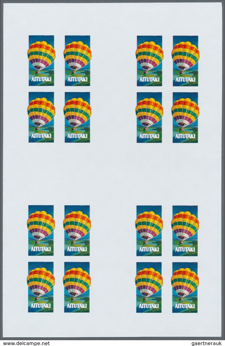 24984 Thematik: Ballon-Luftfahrt / Balloon-aviation: 1983, Aitutaki. Progressive Proofs Set Of Sheets For - Arbres