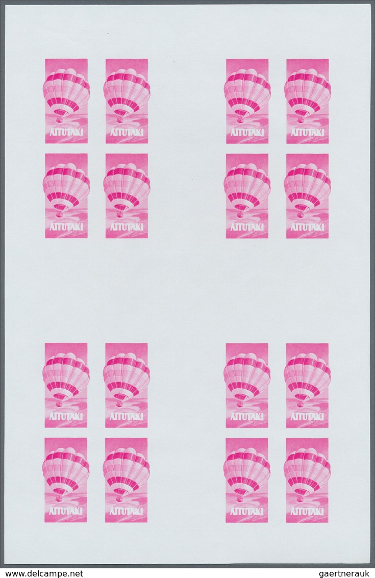 24984 Thematik: Ballon-Luftfahrt / Balloon-aviation: 1983, Aitutaki. Progressive Proofs Set Of Sheets For - Arbres