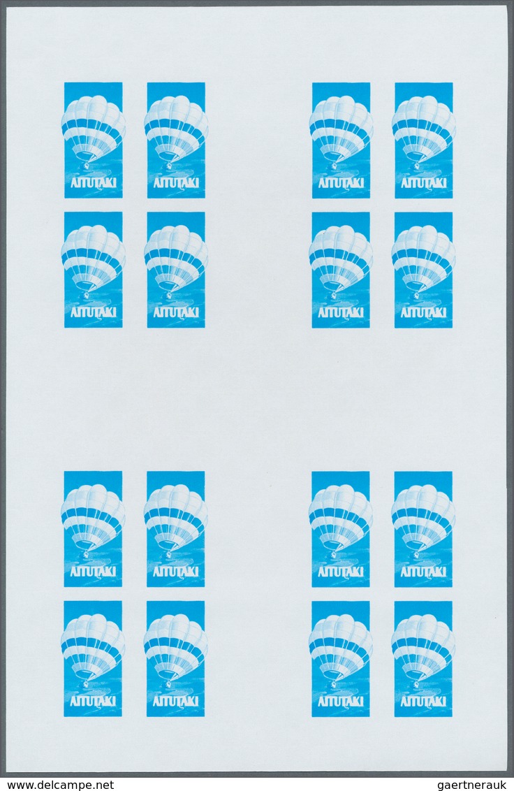 24984 Thematik: Ballon-Luftfahrt / balloon-aviation: 1983, Aitutaki. Progressive proofs set of sheets for