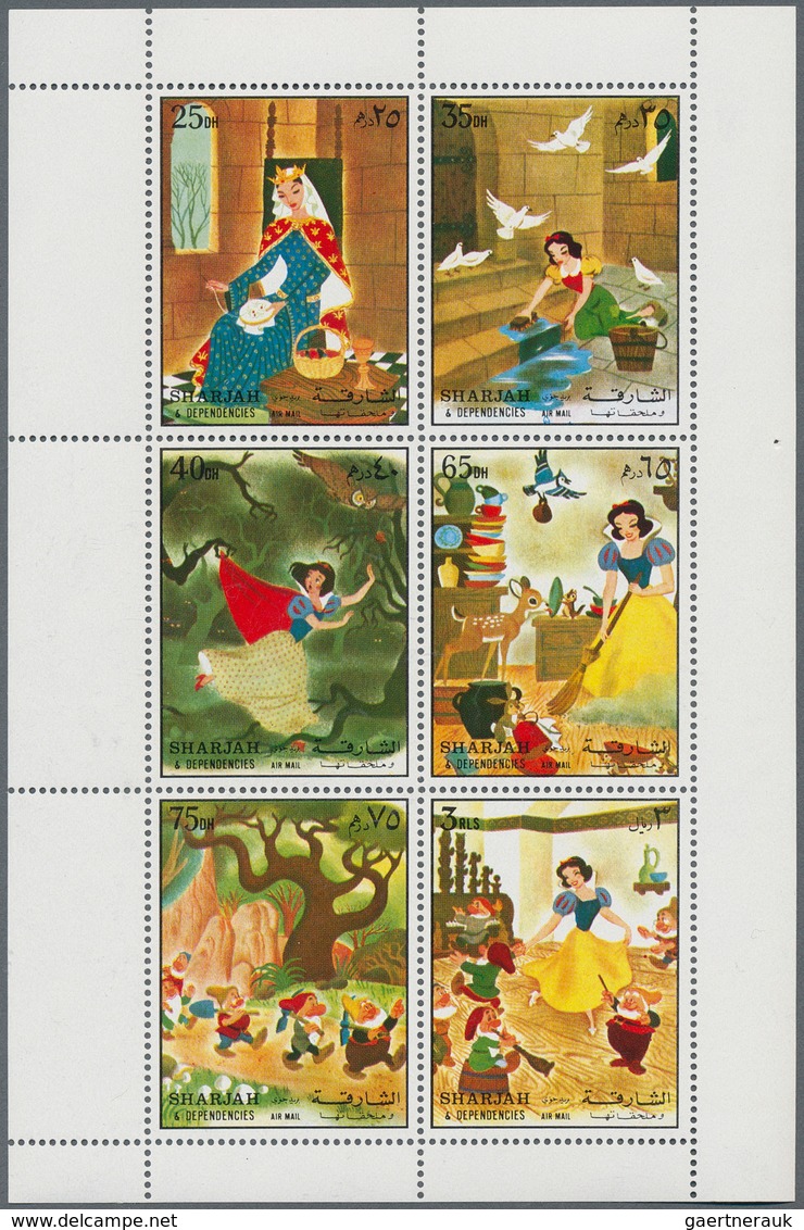 24999 Thematik: Comics / Comics: 1972, Sharjah, U/m Assortment Of More Than 100 Se-tenant Mini Sheets (com - Bandes Dessinées