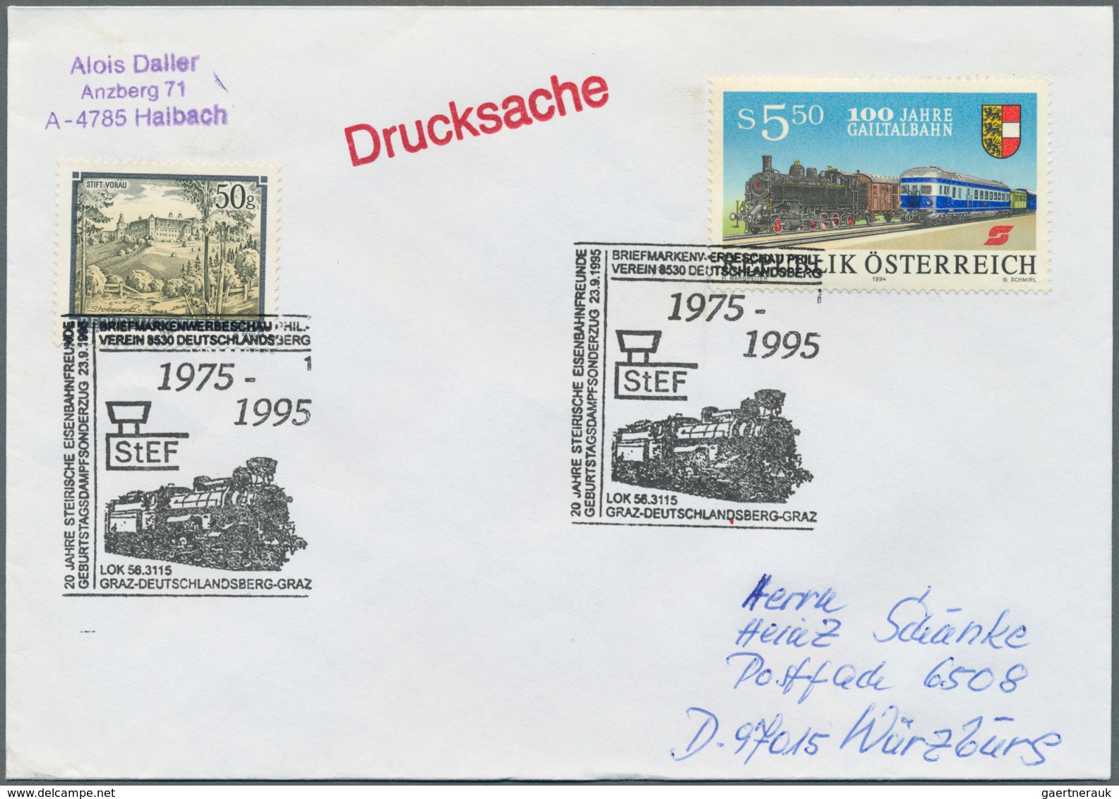 25017 Thematik: Eisenbahn / railway: 1939/1997 (ca.), colorful accumulation of over 380 covers and station