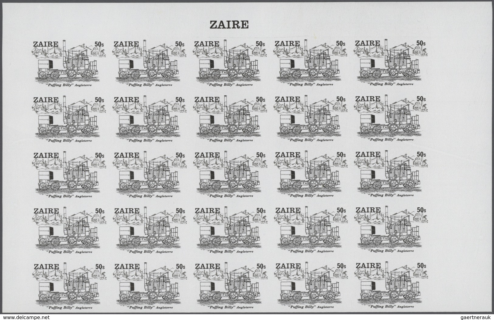 25022 Thematik: Eisenbahn / Railway: 1980, Zaire. Progressive Proofs Set Of Sheets For The Complete Issue - Trains