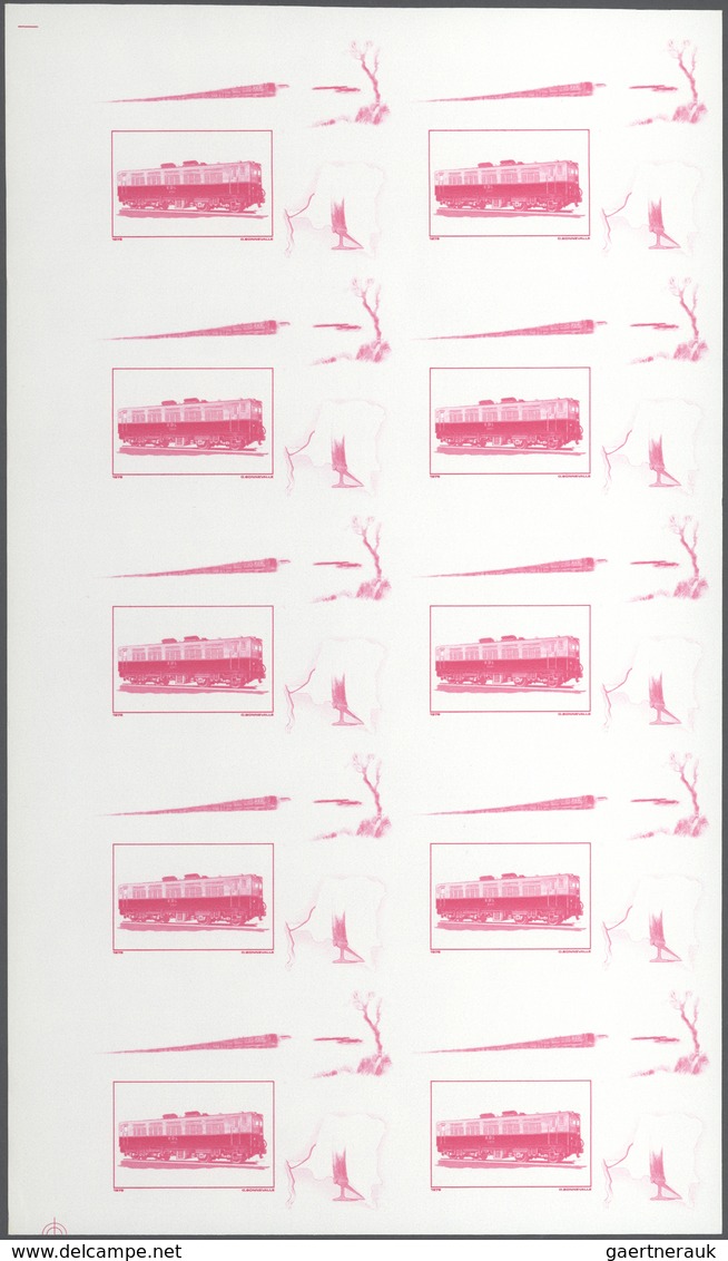 25023 Thematik: Eisenbahn / Railway: 1980, Zaire. Progressive Proofs Set Of Sheets For The Souvenir Sheet - Trains