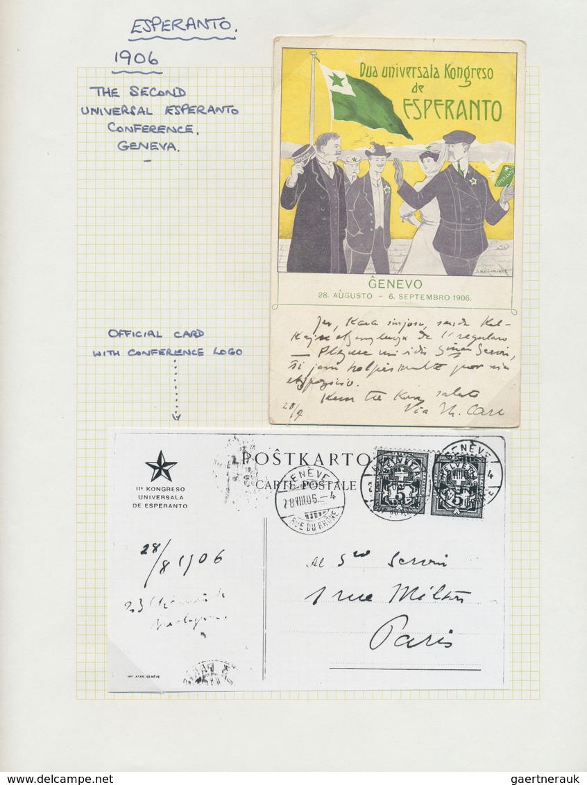 25031 Thematik: Esperanto: 1906/1979, Collection Of 28 Covers/cards On Written Up Pages, Many Attractive E - Esperanto