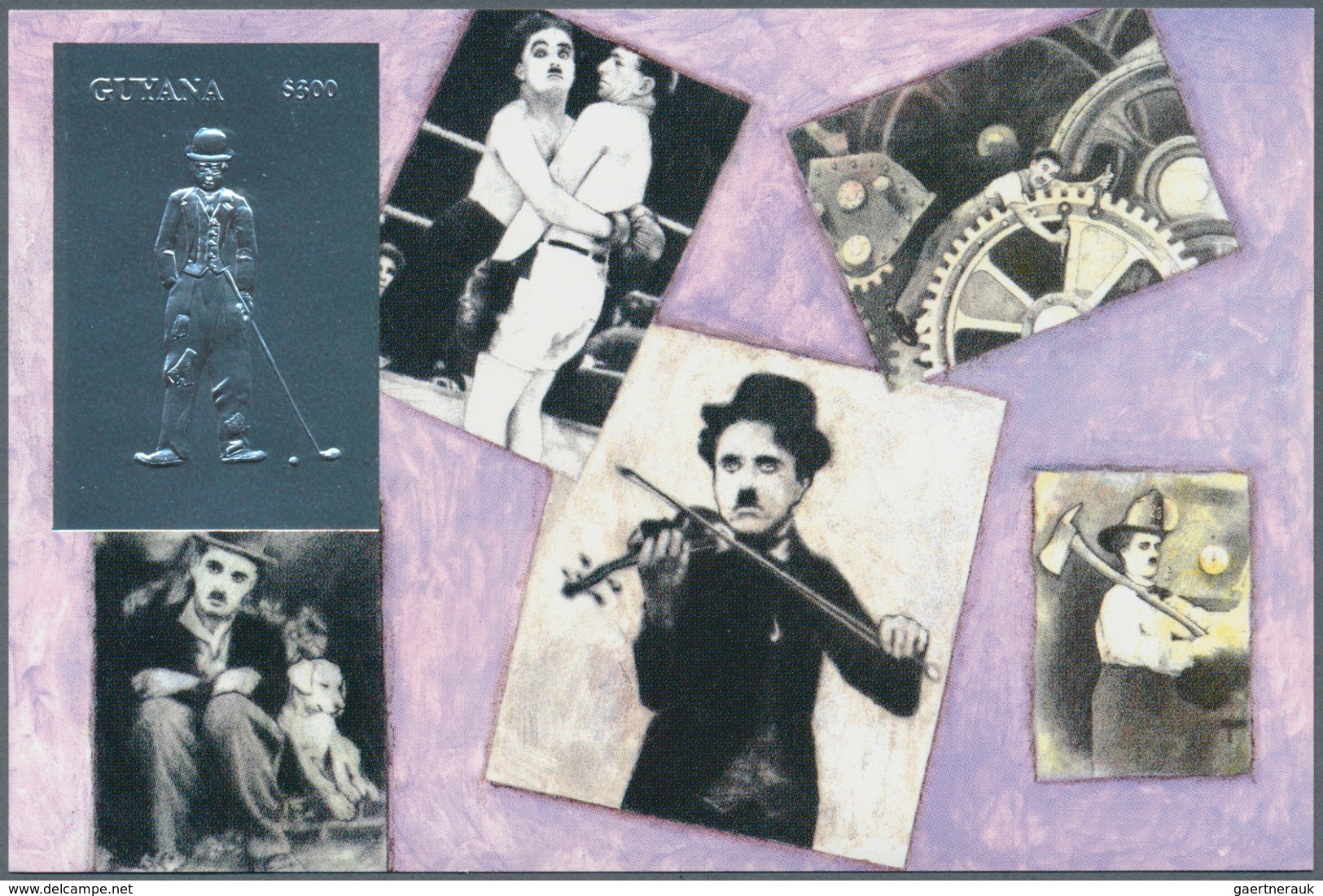 25046 Thematik: Film / Film: 1994, Guyana. CHARLY CHAPLIN BIRTHDAY CENTENARY. Lot Of 100 SILVER Blocks And - Cinéma