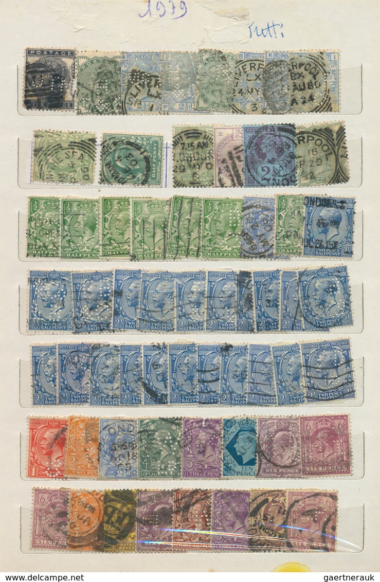 25050 Thematik: Firmenlochung / Perfins: 1880/1960 (ca.), Accumulation Of Apprx. 860 Stamps With Perfins, - Non Classés