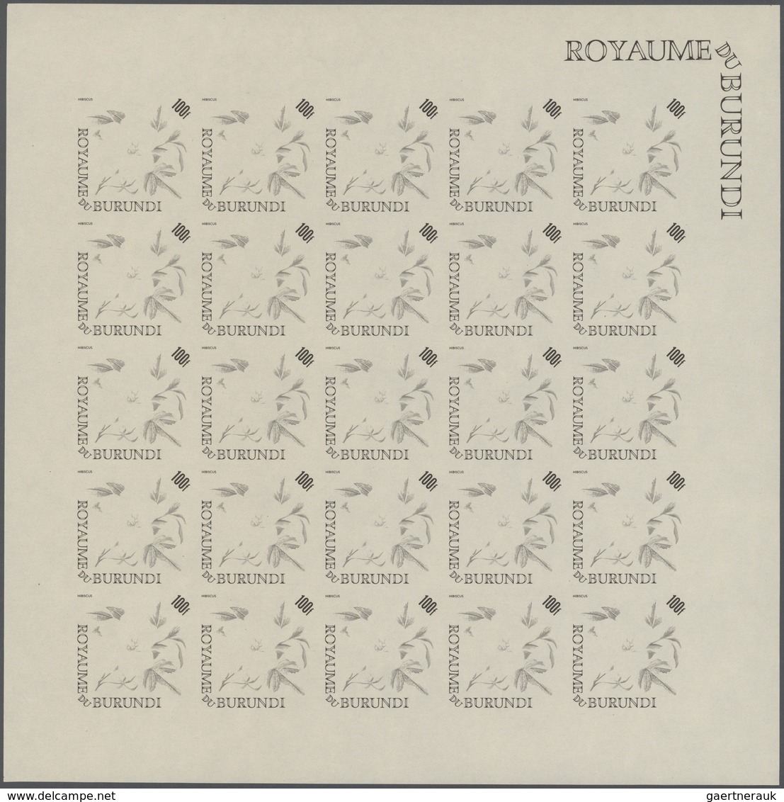25063 Thematik: Flora, Botanik / flora, botany, bloom: 1966, Burundi. Progressive proofs set of sheets for
