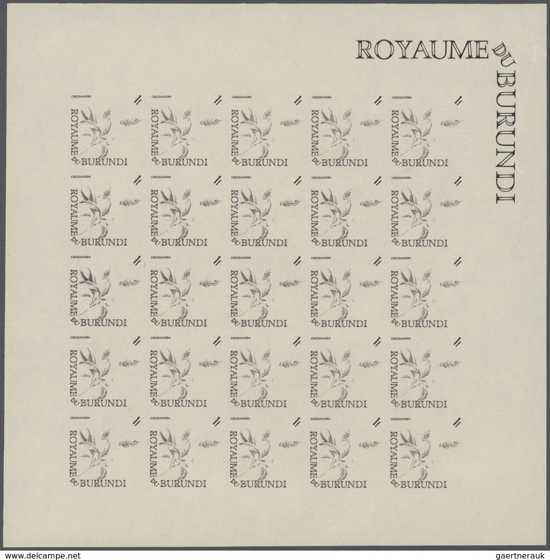 25065 Thematik: Flora, Botanik / flora, botany, bloom: 1966, Burundi. Progressive proofs set of sheets for