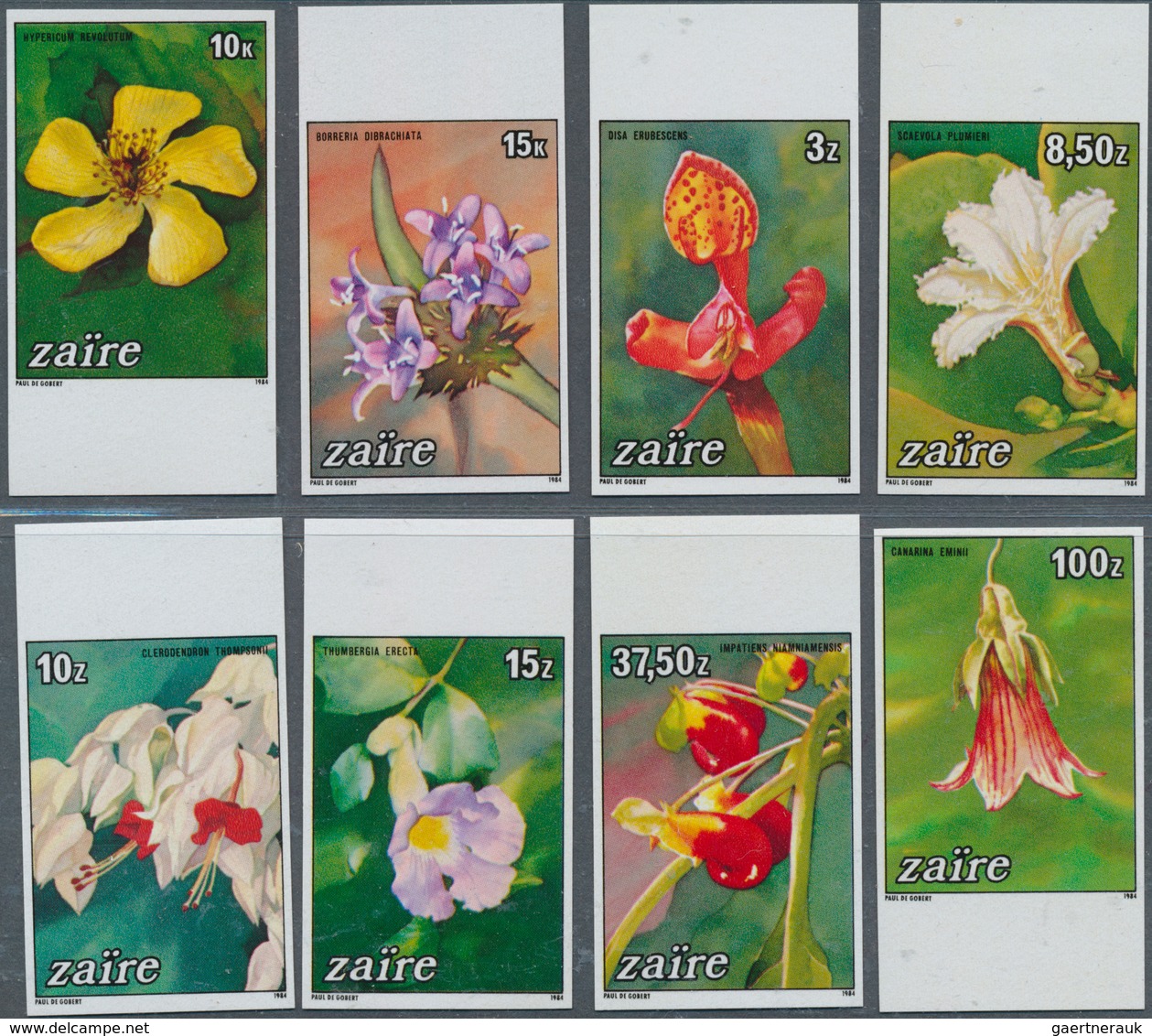 25073 Thematik: Flora, Botanik / Flora, Botany, Bloom: 1984, ZAIRE: Flowers Complete IMPERFORATE Set Of Ei - Autres & Non Classés