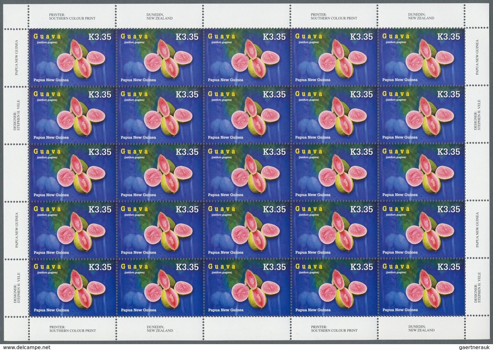 25081 Thematik: Flora-Obst + Früchte / Flora-fruits: 2007, Papua New Guinea. Lot Of 2,500 Stamps "3.35k Gu - Fruits