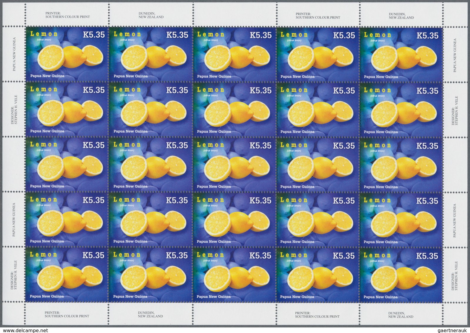 25082 Thematik: Flora-Obst + Früchte / Flora-fruits: 2007, Papua New Guinea. Lot Of 2,500 Stamps "5.35k Le - Fruits