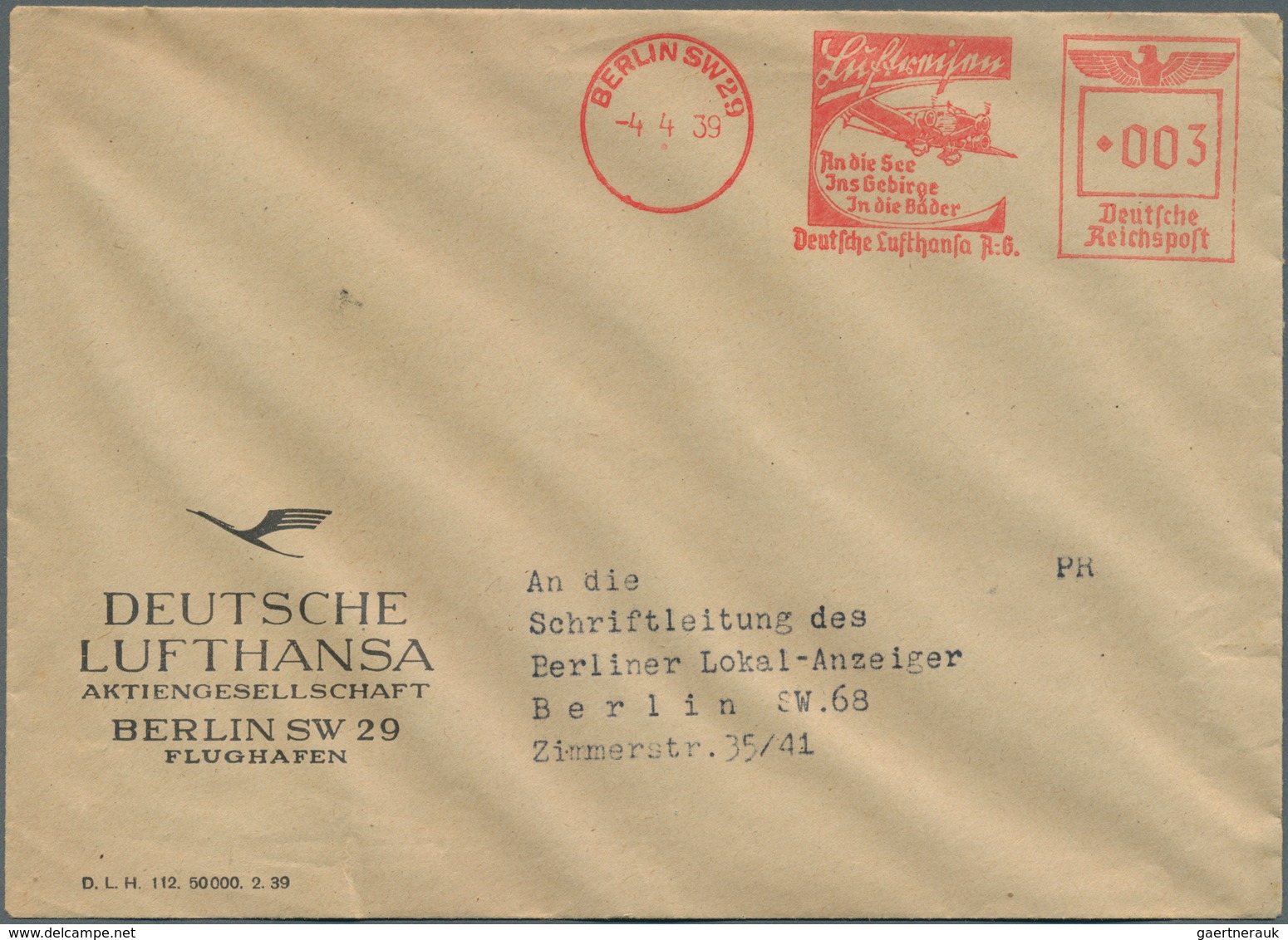 25096 Thematik: Flugzeuge, Luftfahrt / Airoplanes, Aviation: 1933/1941, Kleine Dokumentation Lufthansa/Jun - Flugzeuge