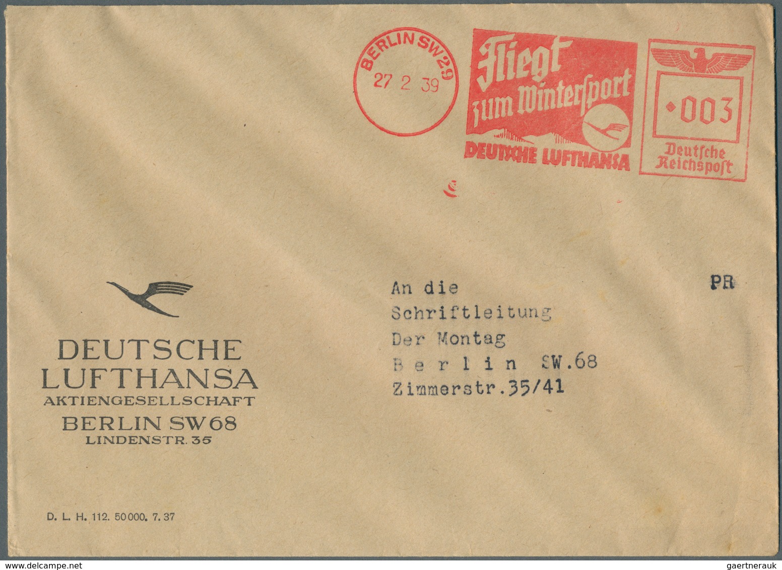 25096 Thematik: Flugzeuge, Luftfahrt / airoplanes, aviation: 1933/1941, kleine Dokumentation Lufthansa/Jun