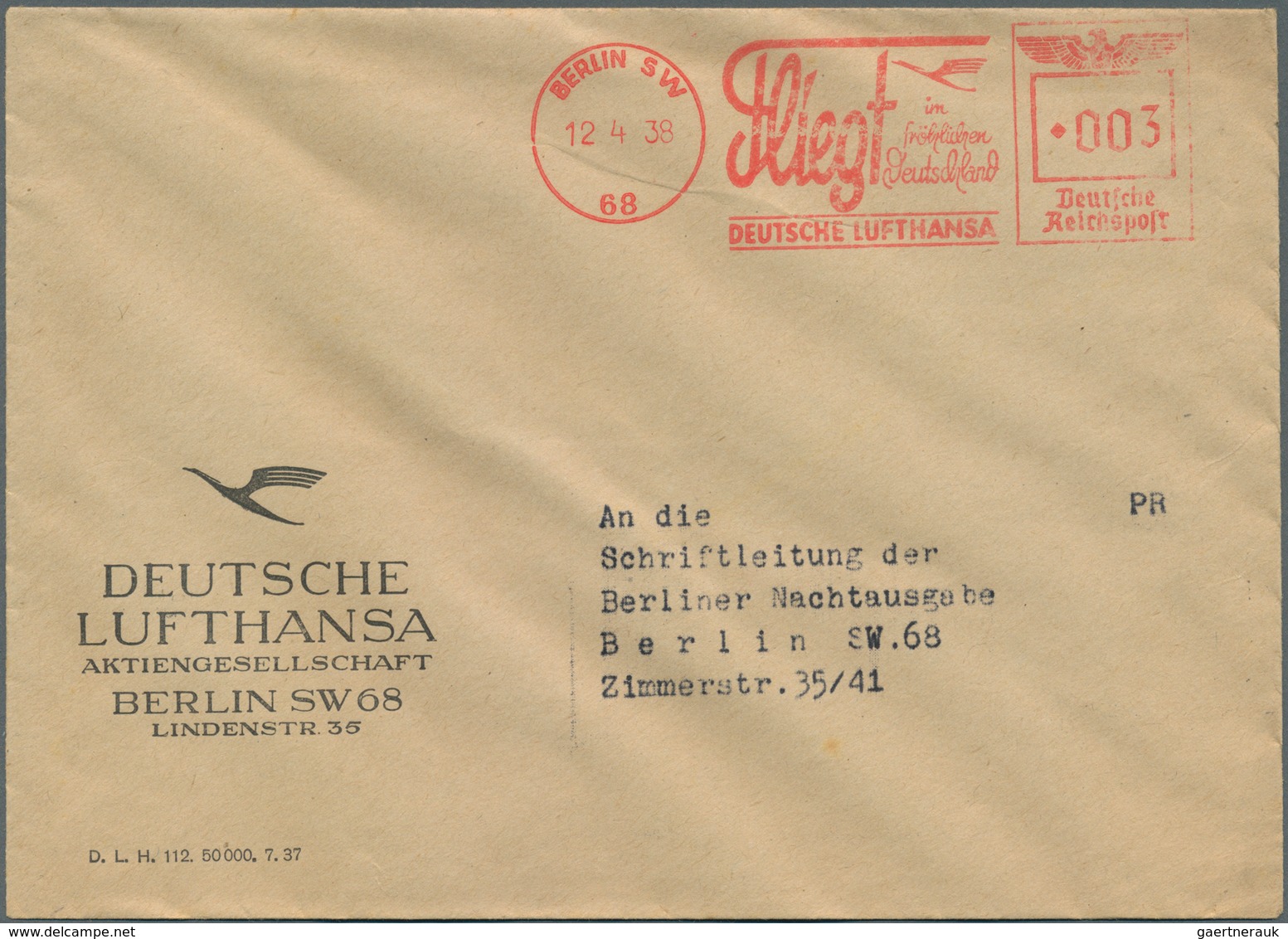 25096 Thematik: Flugzeuge, Luftfahrt / airoplanes, aviation: 1933/1941, kleine Dokumentation Lufthansa/Jun
