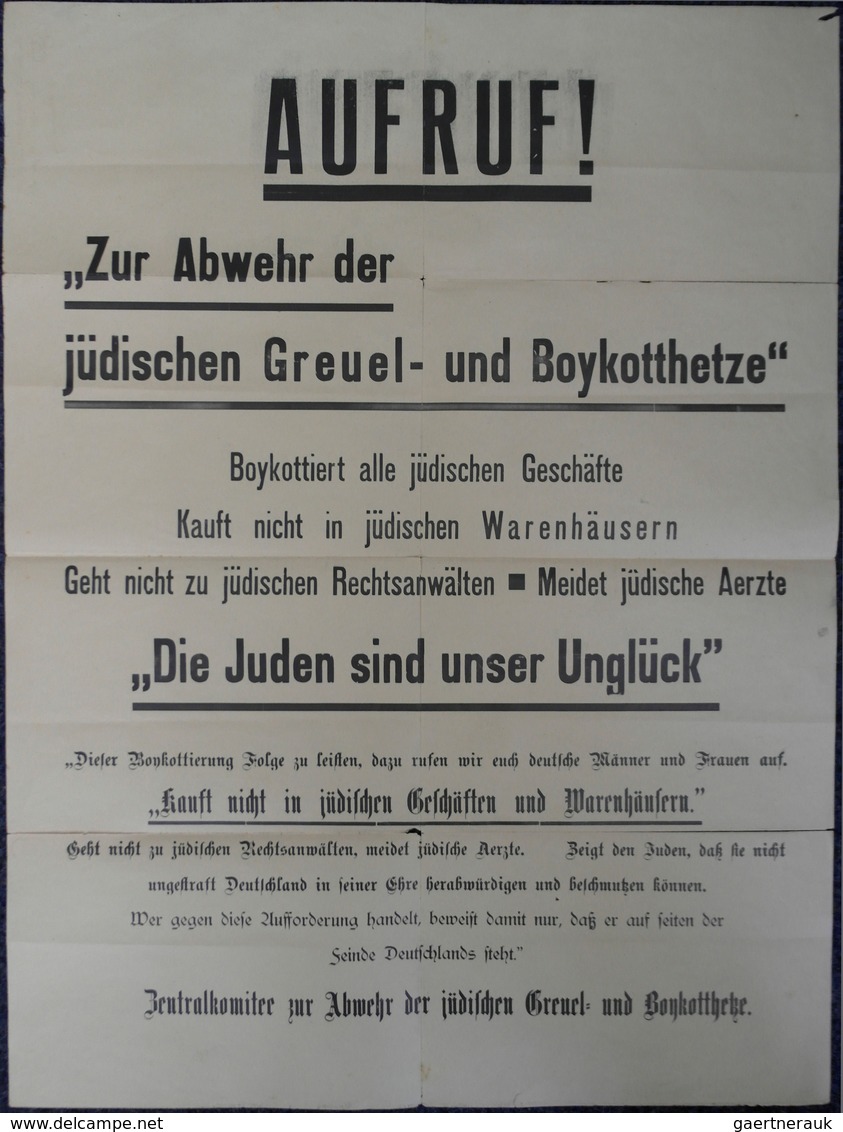 25142 Thematik: Judaika / Judaism: 1935 Ca., Original Poster AUFRUF! "Zur Abwehr Der Jüdischen Greuel- Und - Non Classés