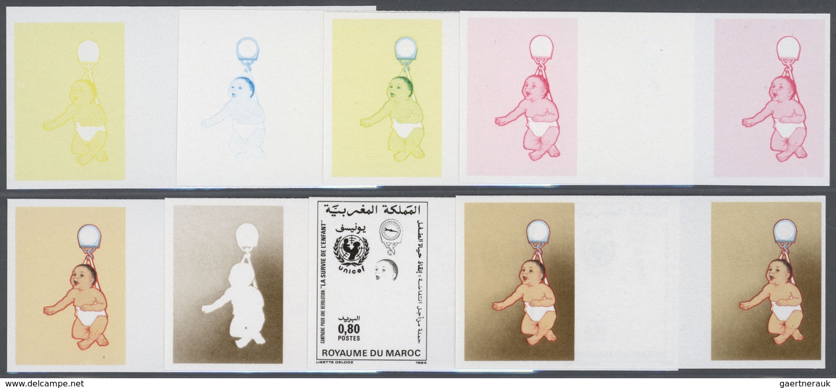 25155 Thematik: Kinder / Children: 1982, Morocco. Lot Containing Progressive Proofs (8 Phases) For The Iss - Autres & Non Classés