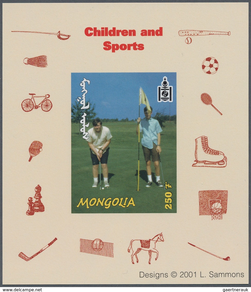 25156 Thematik: Kinder / Children: 2001, MONGOLIA: Children And Sport Lot With 90 Special Imperforate Mini - Autres & Non Classés