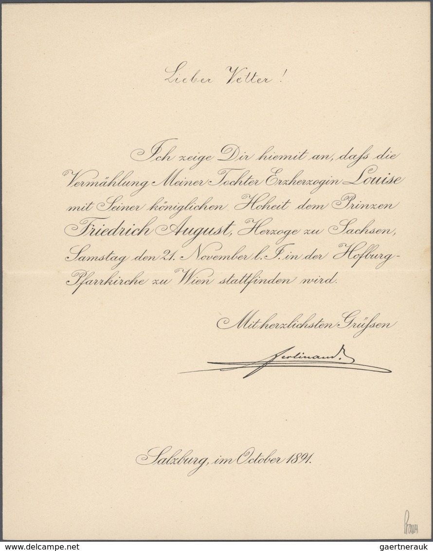 25157 Thematik: Königtum, Adel / Royalty, Nobility: 1880/1900 (ca): ROYAL Correspondence Of Queen Maria Cr - Case Reali