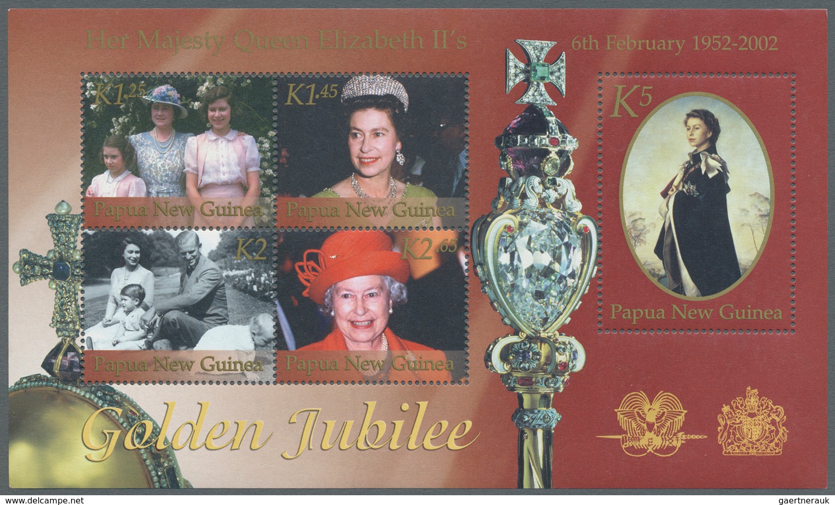 25158 Thematik: Königtum, Adel / Royalty, Nobility: 2002/2003, Papua New Guinea. REIGN OF QUEEN ELIZABETH - Familles Royales