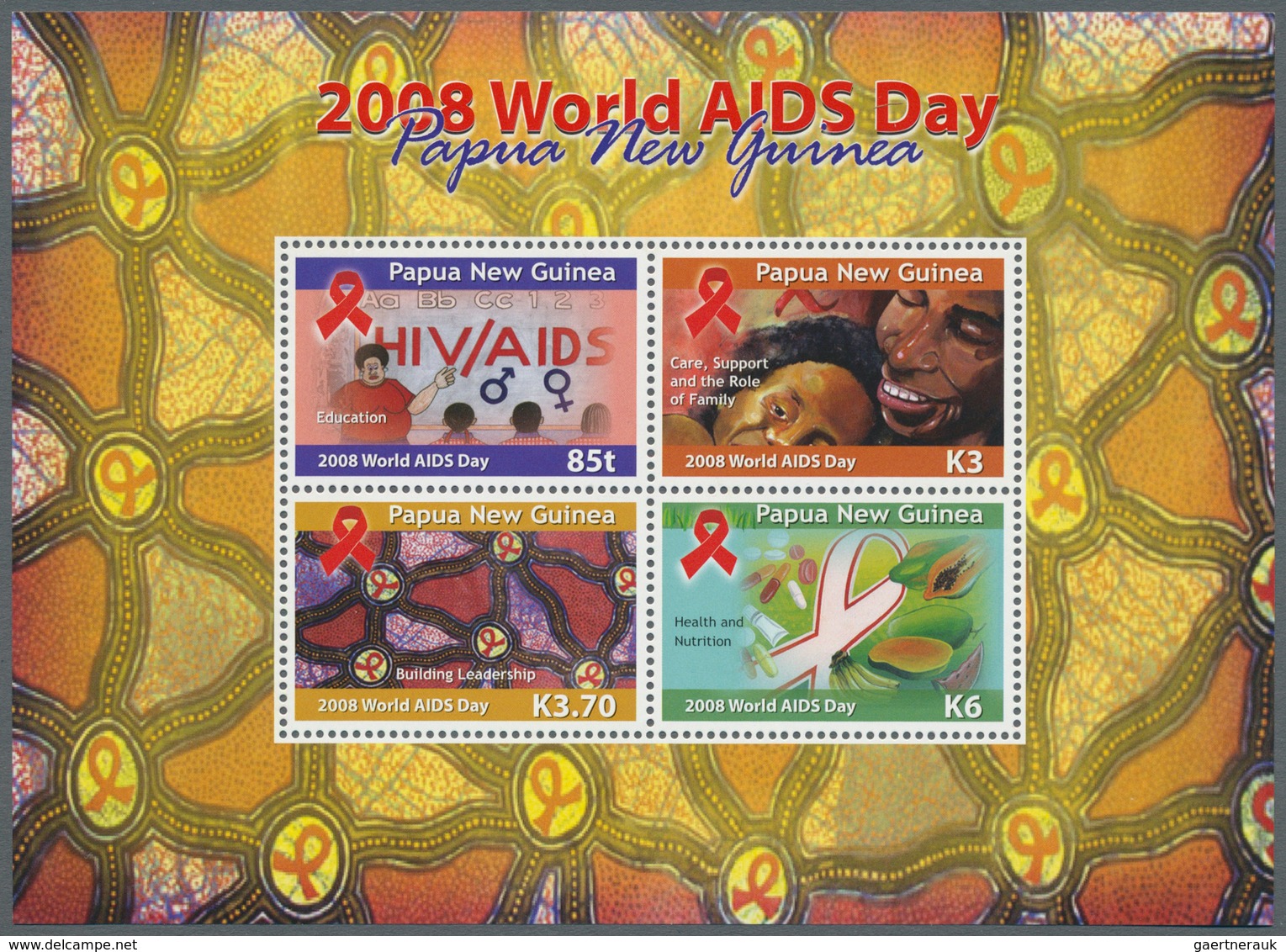 25214 Thematik: Medizin, Gesundheit / Medicine, Health: 2008, Papua New Guinea. WORLD AIDS DAY. Lot Of 300 - Médecine