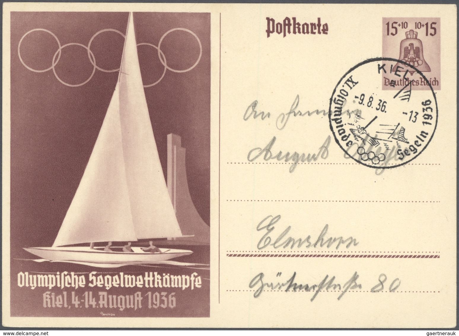 25270 Thematik: Olympische Spiele / Olympic Games: 1936, Olympia Ganzsachenkarton 6 Pfg. Bzw. 15 Pfg. Aus - Autres & Non Classés