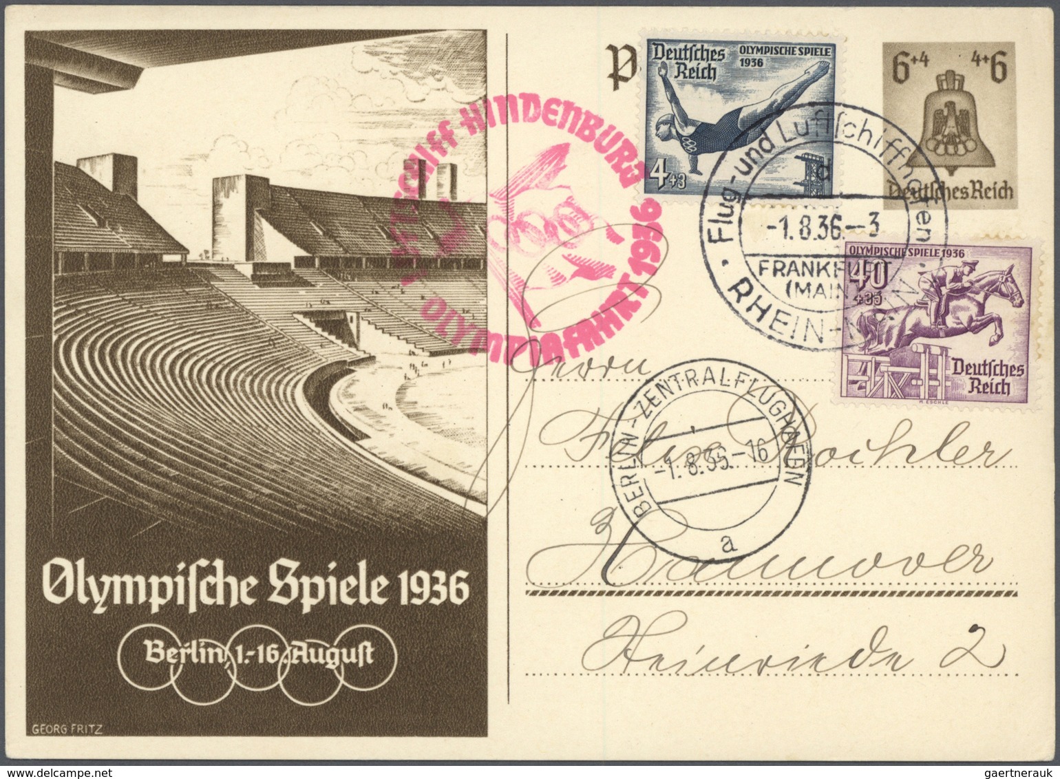 25270 Thematik: Olympische Spiele / Olympic Games: 1936, Olympia Ganzsachenkarton 6 Pfg. Bzw. 15 Pfg. Aus - Autres & Non Classés